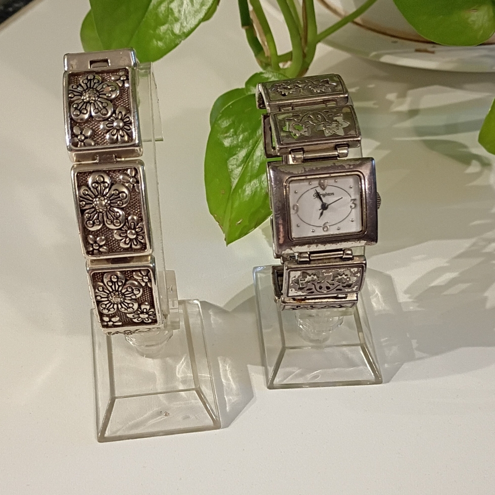 Brighton Silver Floral Panel Bracelet Watch